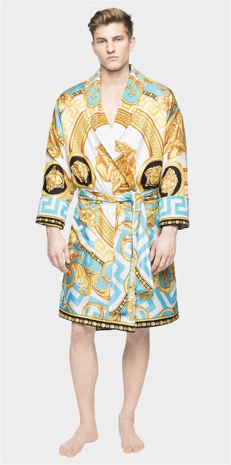 silk men versace robe|Versace personalized robe.